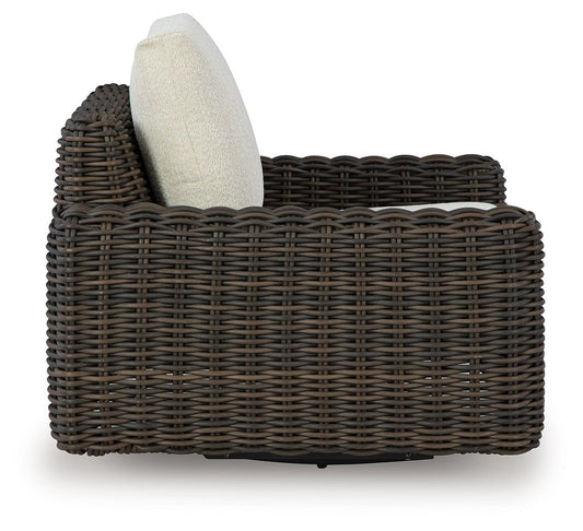 Kimora - Beige / Dark Brown - Swivel Glider Lounge With Cushion - Hornell Furniture Outlet