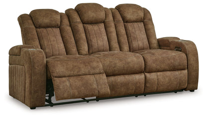 Wolfridge - 2 Pc. - Power Reclining Sofa, Power Reclining Loveseat With Console - Brindle - Hornell Furniture Outlet