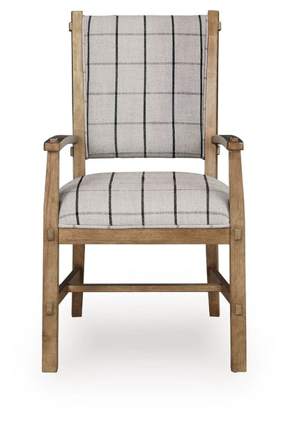Ridgester - Dining Upholstered Arm Chair (Set of 2) - Light Brown - Hornell Furniture Outlet