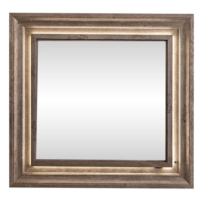 Horizons - Lighted Mirror - Gray - Hornell Furniture Outlet