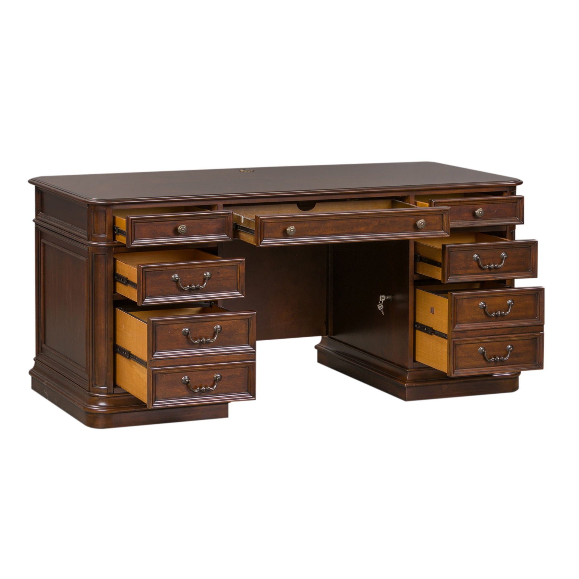 Brayton Manor - Jr Executive Desk - Dark Brown - Hornell Furniture Outlet