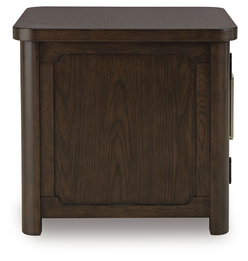 Breckington - Dark Brown - Rectangular 2 - door End Table - Hornell Furniture Outlet