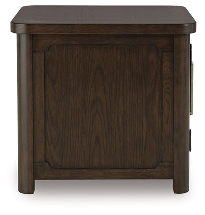 Breckington - Dark Brown - Rectangular 2 - door End Table - Hornell Furniture Outlet