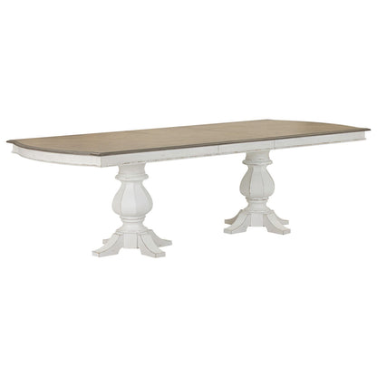 Magnolia Manor - Double Pedestal Table - White - Hornell Furniture Outlet