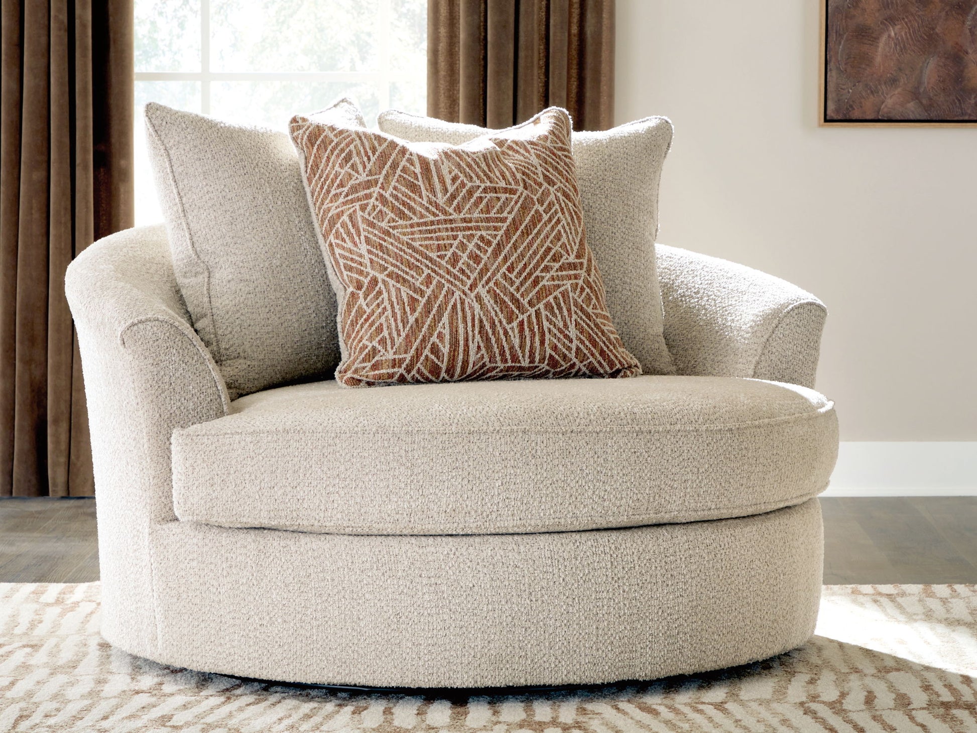 Steelwater Retreat - Oversized Swivel Accent Chair - Latte - Hornell Furniture Outlet