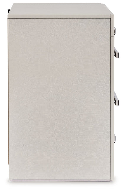 Zyniden - Silver - Two Drawer Night Stand - Hornell Furniture Outlet