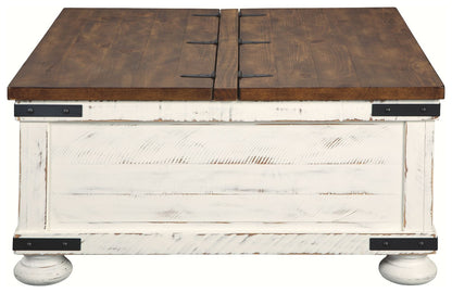 Wystfield - White / Brown - Cocktail Table with Storage - Hornell Furniture Outlet