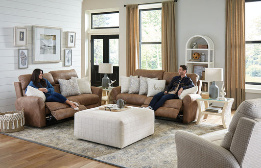 Justine - Lay Flat Reclining Sofa - Burlap - Hornell Furniture Outlet