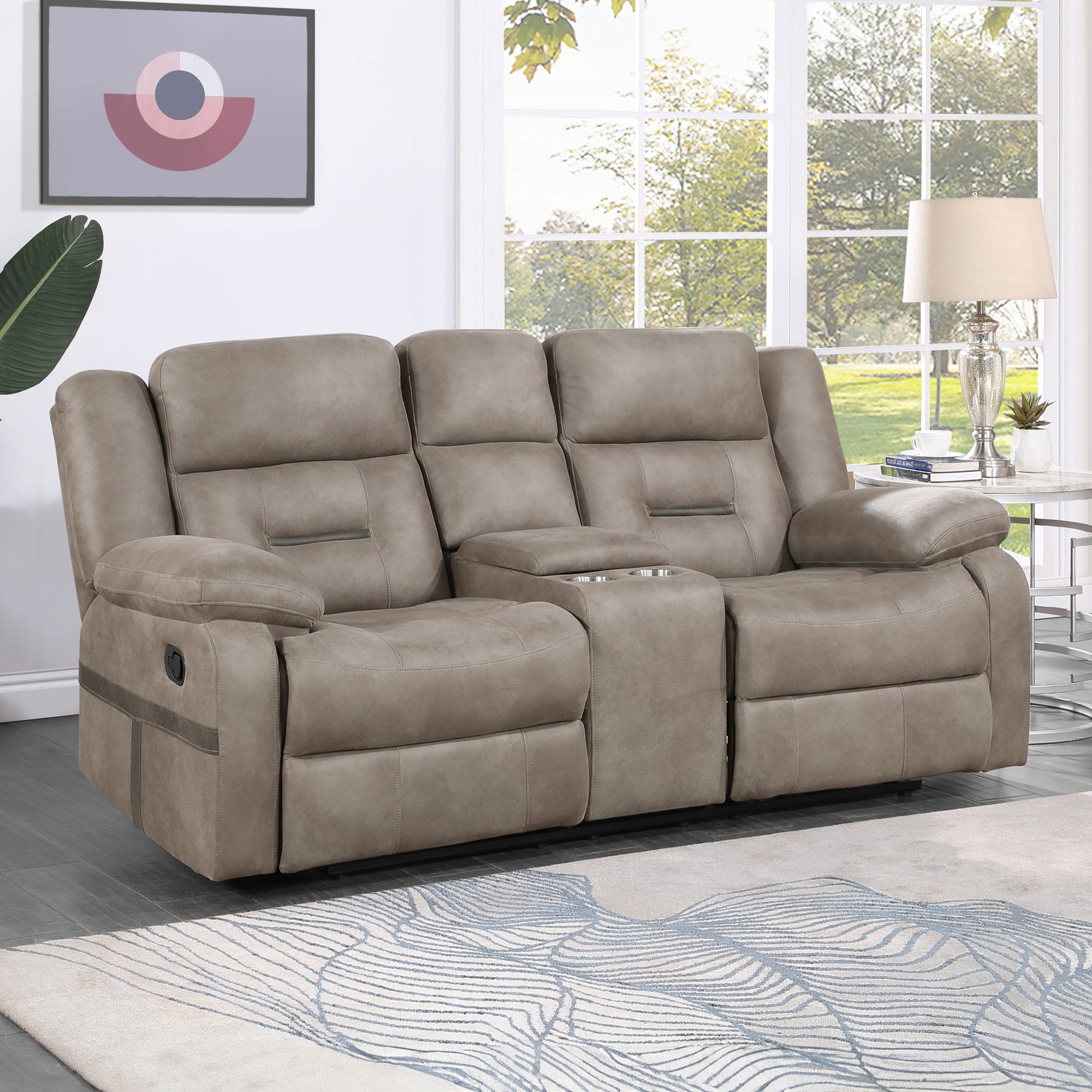 Abilene - Console Manual Loveseat - Tan - Hornell Furniture Outlet