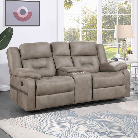 Abilene - Console Manual Loveseat - Tan - Hornell Furniture Outlet