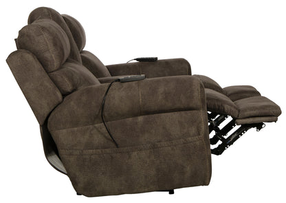 Tranquility - Power Headrest Power Lay Flat Reclining Cons Loveseat With CR3 Heat / Massage / Lumbar - Pewter - Hornell Furniture Outlet