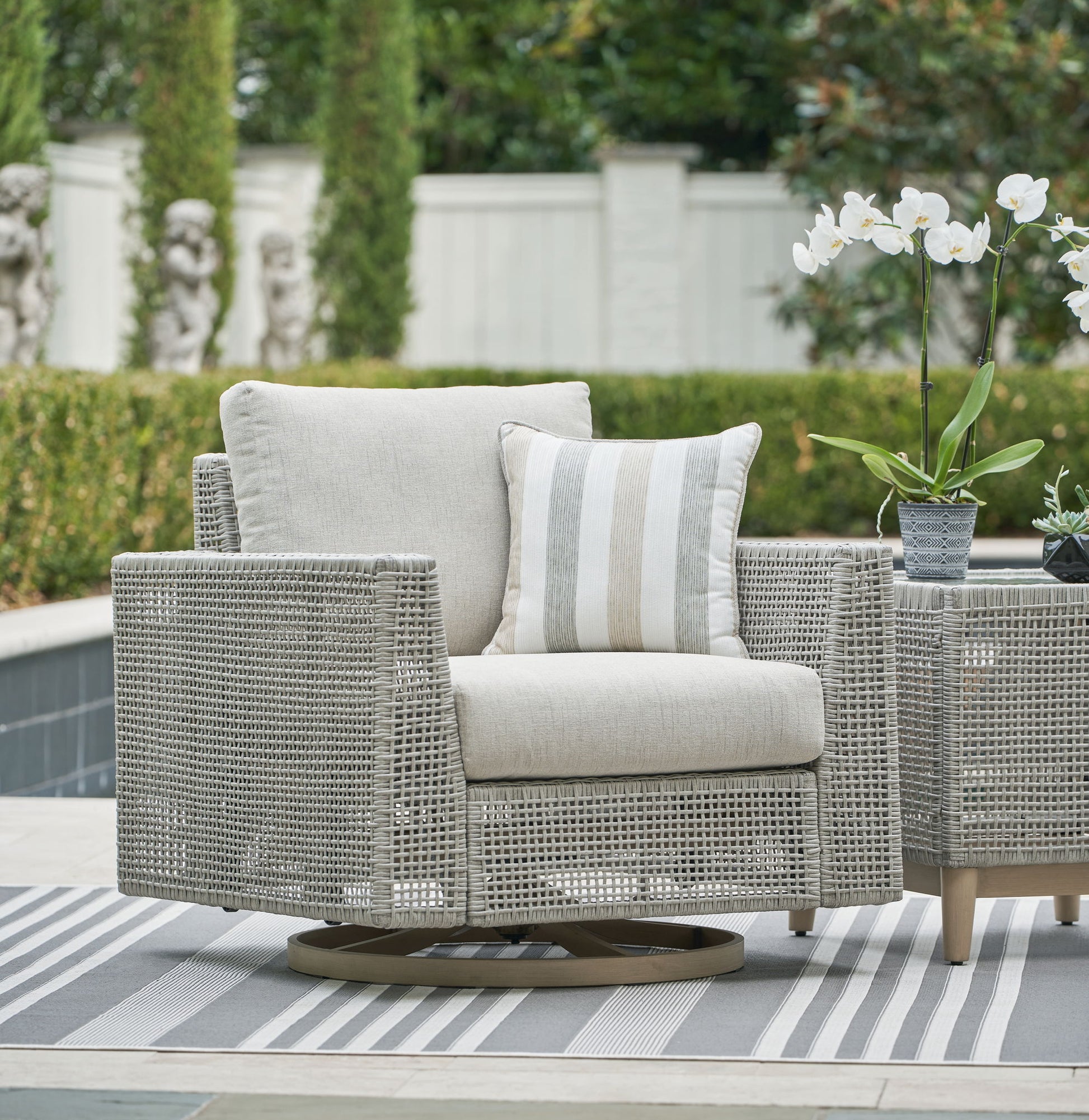 Seton Creek - Gray - Swivel Lounge With Cushion - Hornell Furniture Outlet