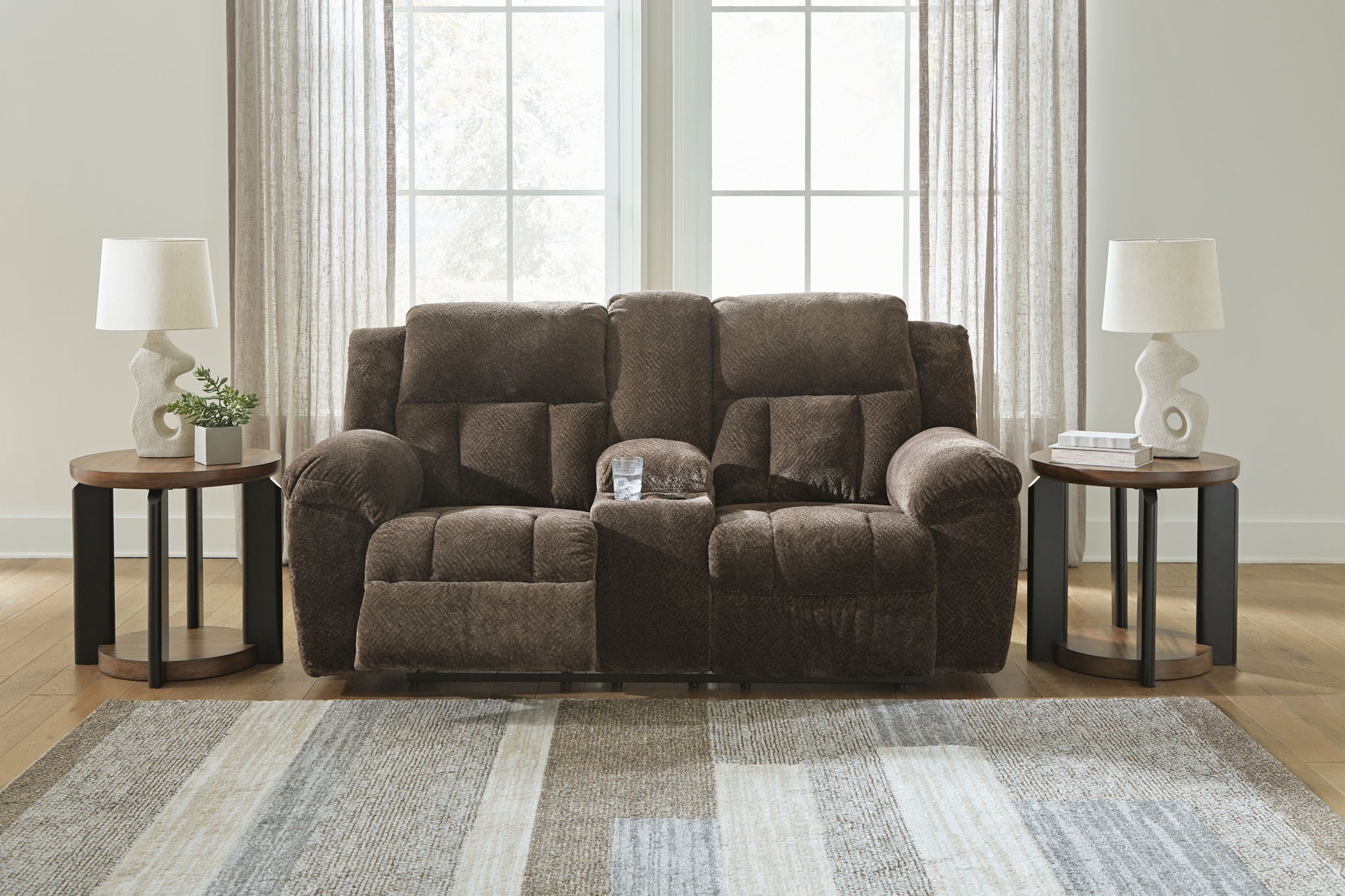 Frohn - Dbl Reclining Loveseat With Console - Hornell Furniture Outlet