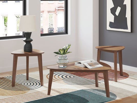 Lyncott - Occasional Wood Table Set (Set of 3) - Brown - Hornell Furniture Outlet