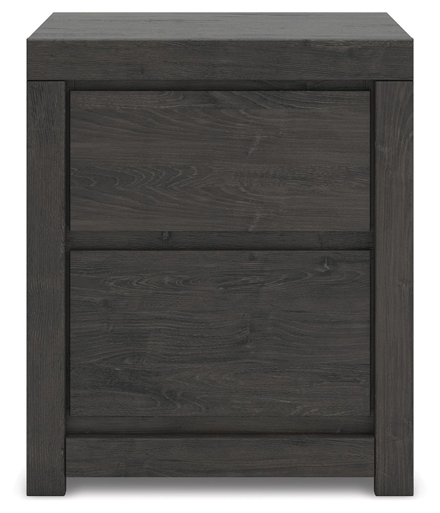 Fraluna - Charcoal - Two Drawer Night Stand - Hornell Furniture Outlet