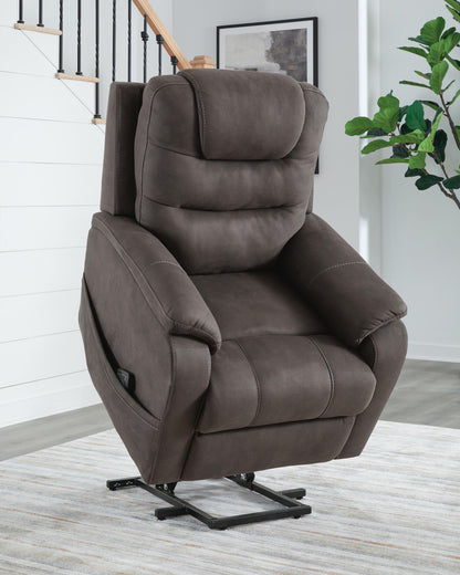Snowfield - Power Lift Recliner - Gunmetal - Hornell Furniture Outlet