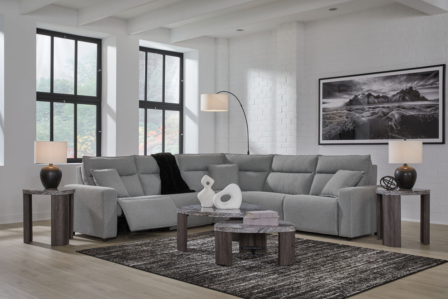 ModMax II - Salt And Pepper - Reclining Sectional - Hornell Furniture Outlet