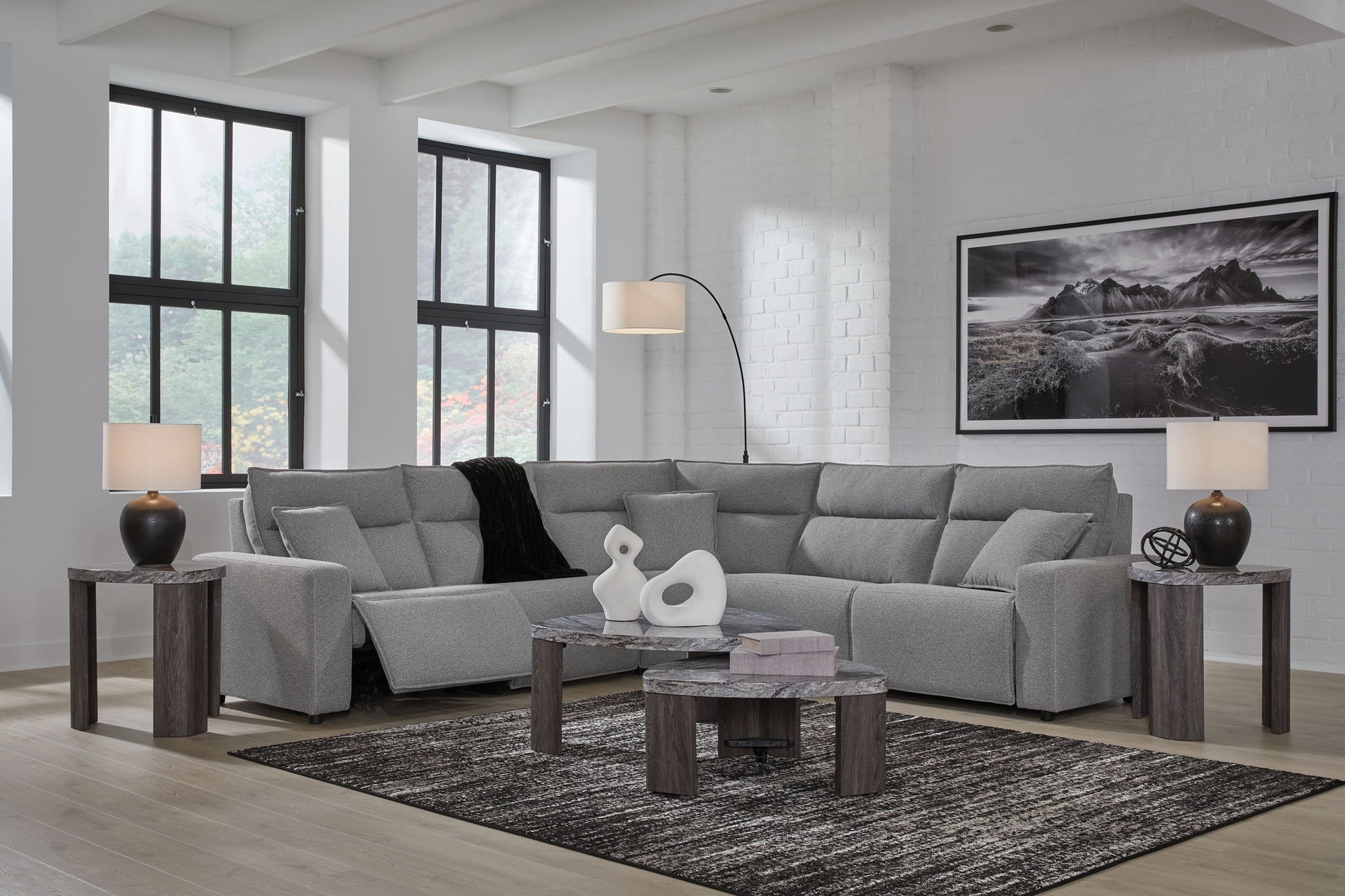 ModMax II - Salt And Pepper - Reclining Sectional - Hornell Furniture Outlet