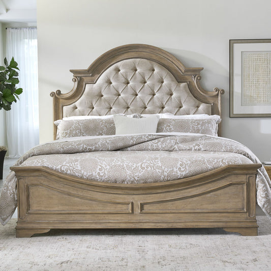 Magnolia Manor - California King Upholstered Bed - Weathered Bisque - Hornell Furniture Outlet