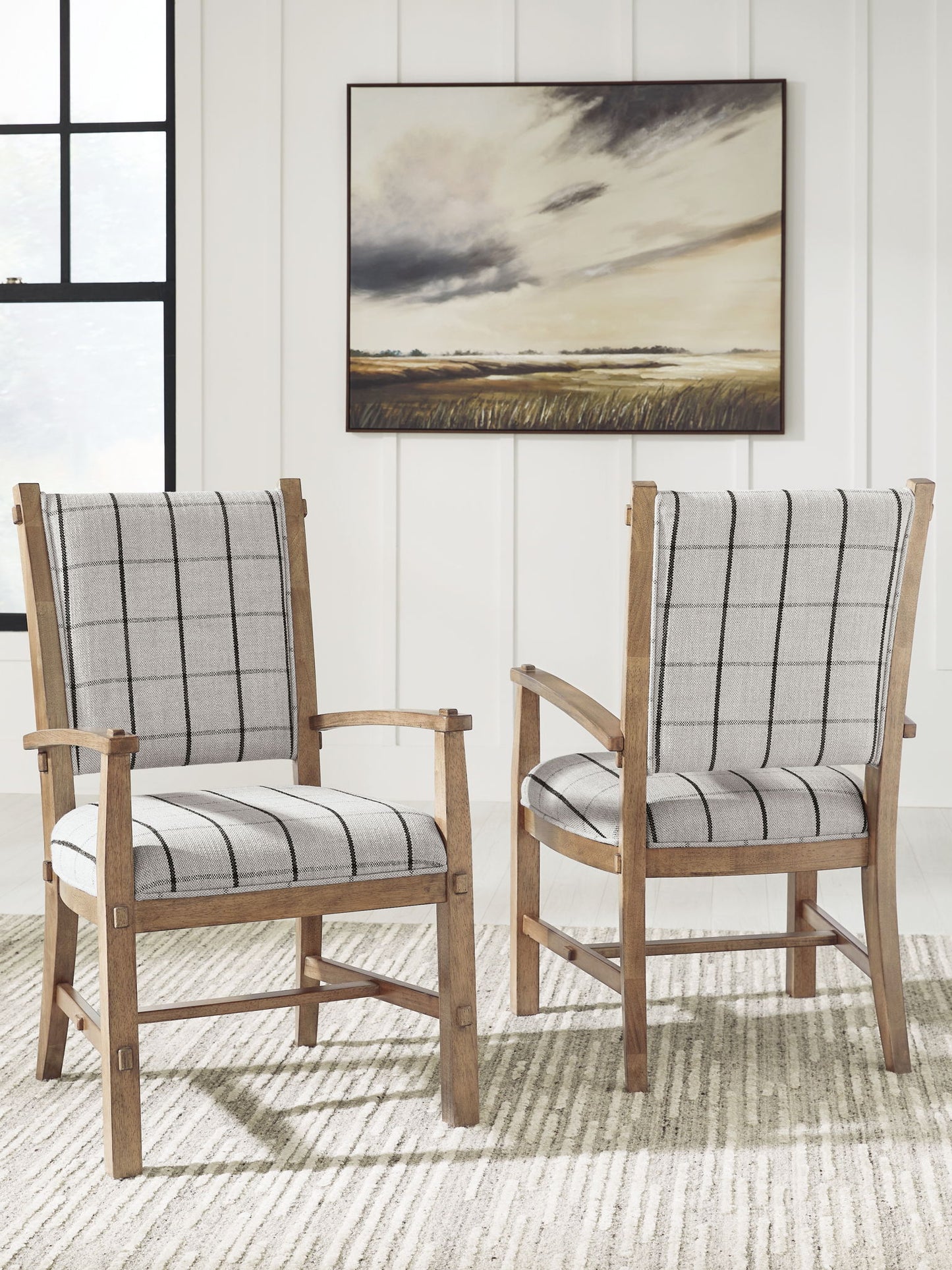 Ridgester - Dining Upholstered Arm Chair (Set of 2) - Light Brown - Hornell Furniture Outlet