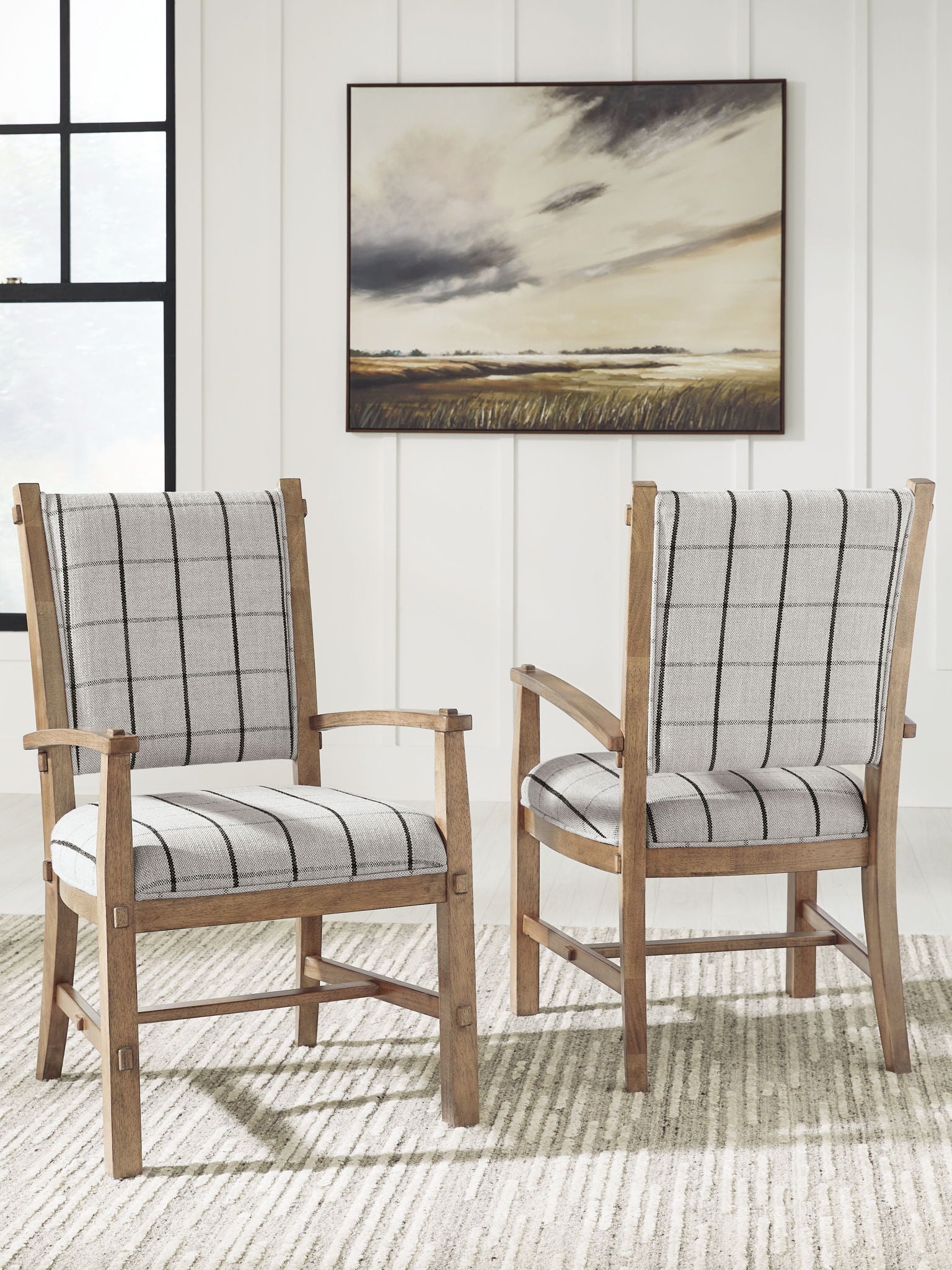 Ridgester - Dining Upholstered Arm Chair (Set of 2) - Light Brown - Hornell Furniture Outlet