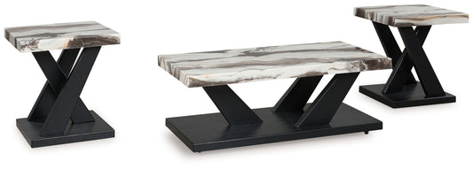 Cendill - Dark Brown / White / Black - Occasional Table Set (Set of 3) - Hornell Furniture Outlet