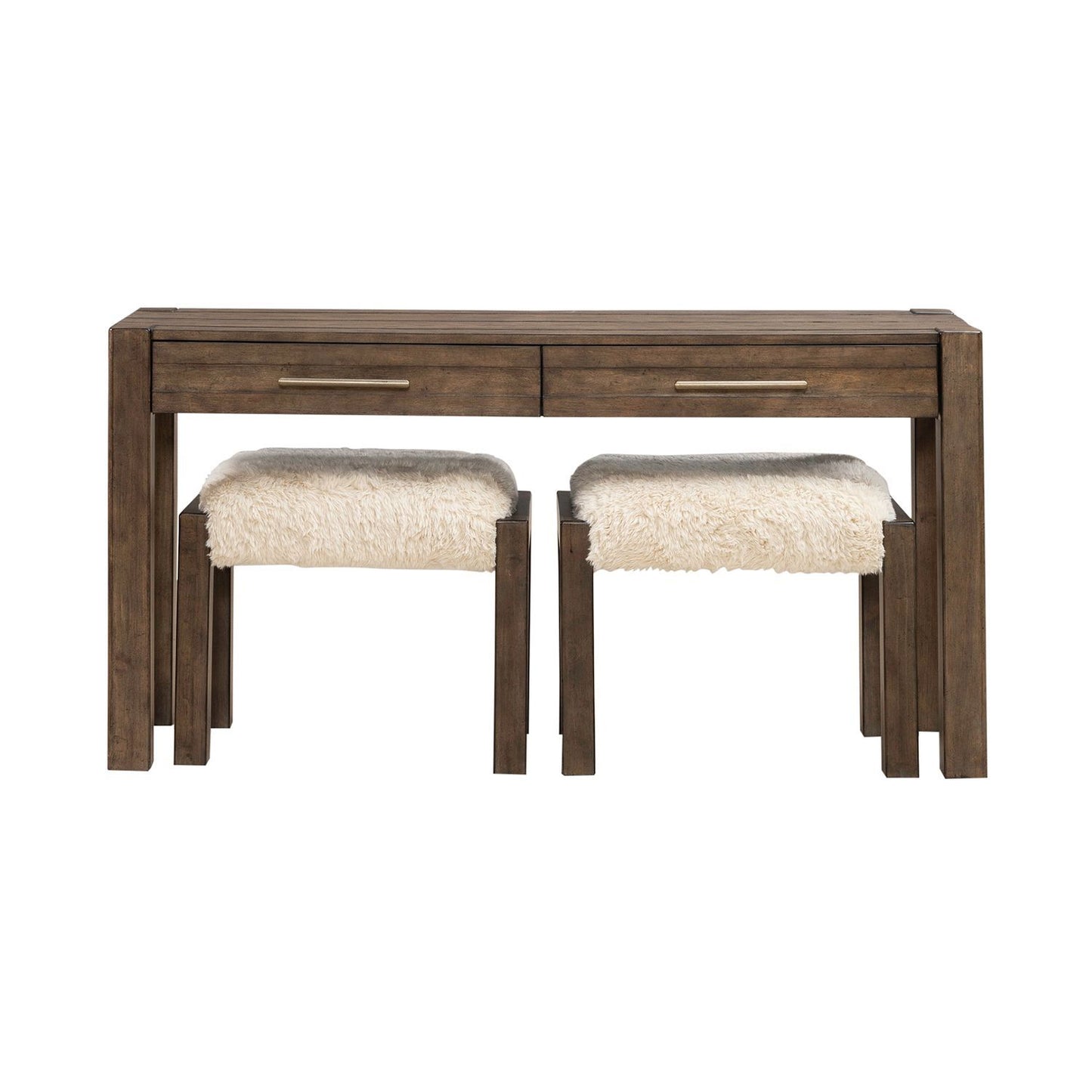 Broadmore - 3 Piece Table Set (1 Console Table 2 Console Stools) - Brown - Hornell Furniture Outlet