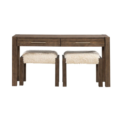 Broadmore - 3 Piece Table Set (1 Console Table 2 Console Stools) - Brown - Hornell Furniture Outlet