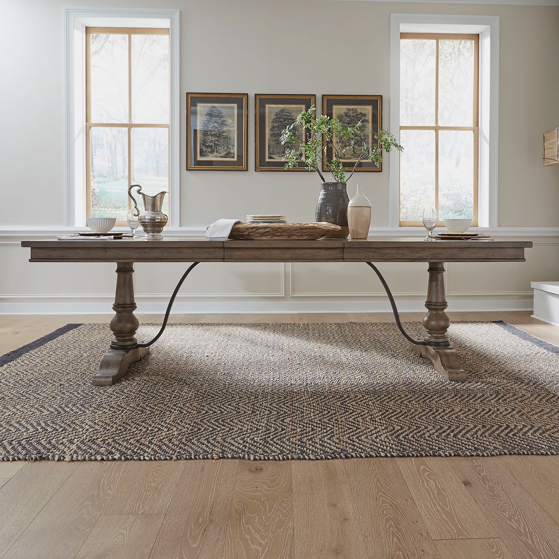 Americana Farmhouse - Trestle Table - Dark Brown - Hornell Furniture Outlet