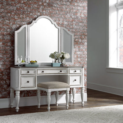 Magnolia Manor - Vanity Stool - White - Hornell Furniture Outlet