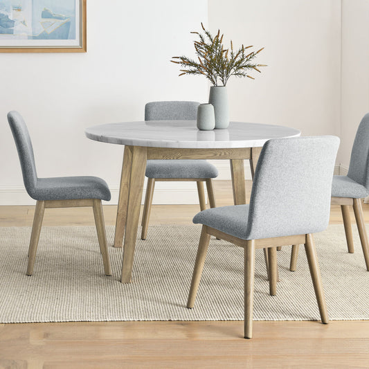 Vida - Round 5 Piece Dining Set - Light Brown - Hornell Furniture Outlet