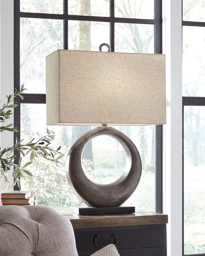 Saria - Metal Table Lamp - Antique Silver Finish - Hornell Furniture Outlet