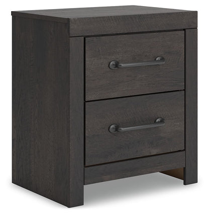 Hollivern - Dark Gray - Two Drawer Night Stand - Hornell Furniture Outlet