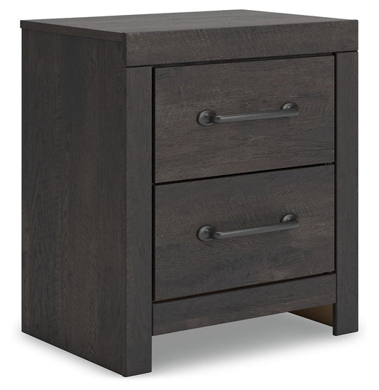 Hollivern - Dark Gray - Two Drawer Night Stand - Hornell Furniture Outlet