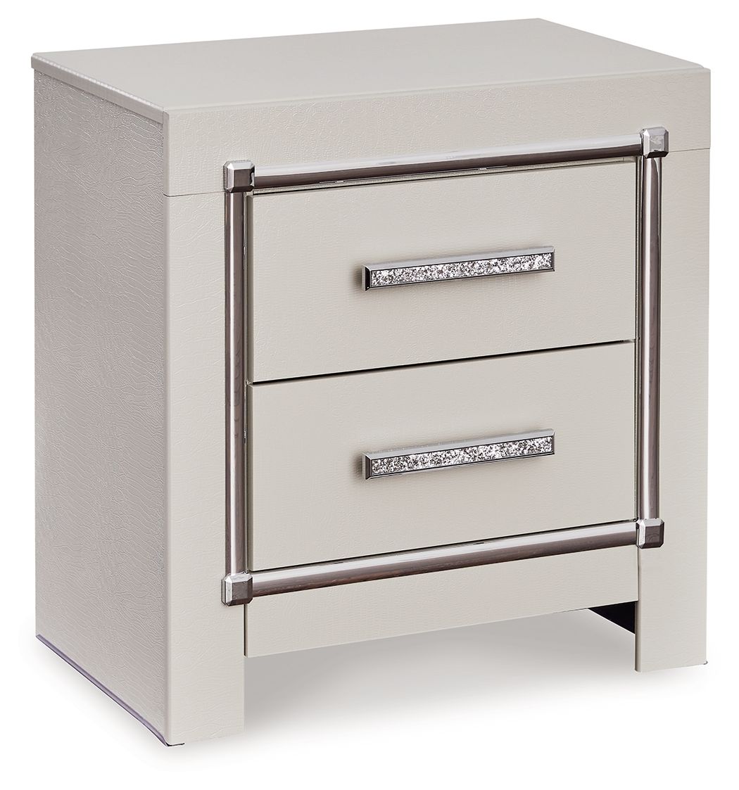 Zyniden - Silver - Two Drawer Night Stand - Hornell Furniture Outlet