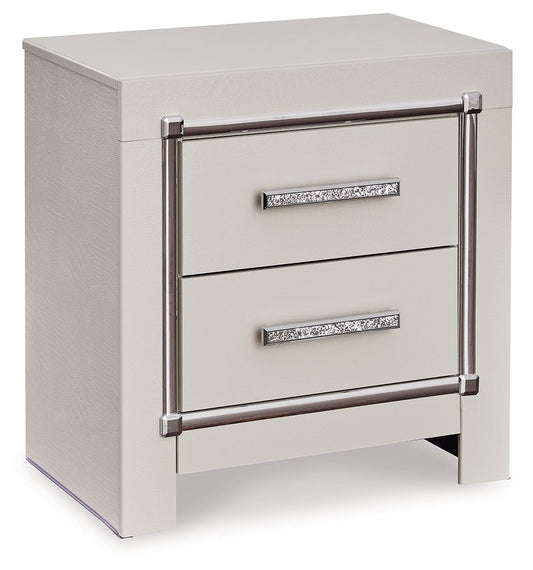 Zyniden - Silver - Two Drawer Night Stand - Hornell Furniture Outlet