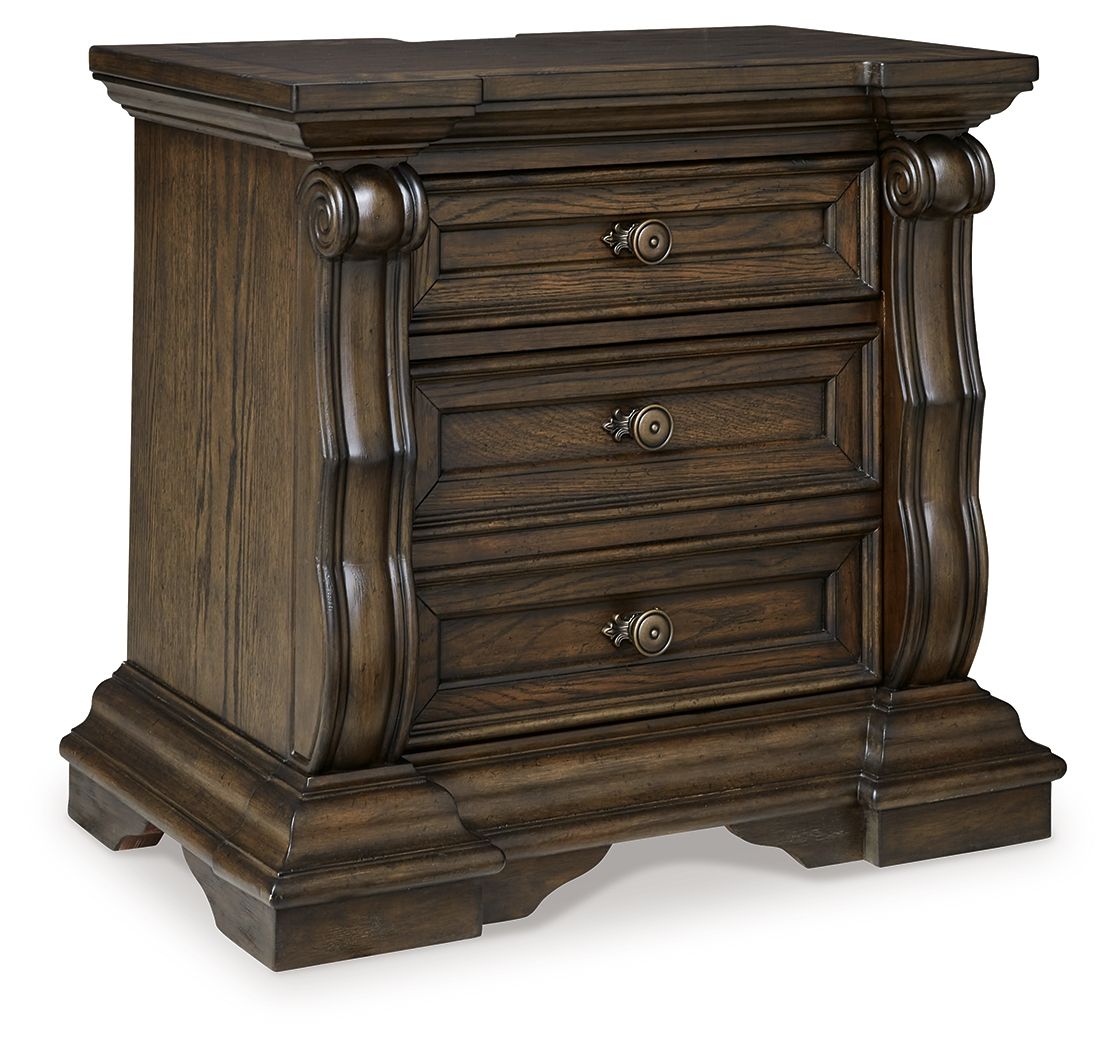 Maylee - Dark Brown - Three Drawer Night Stand - Hornell Furniture Outlet