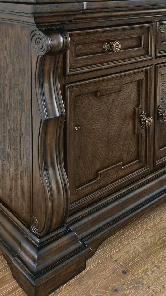 Maylee - Dining Buffet And Hutch - Dark Brown - Hornell Furniture Outlet