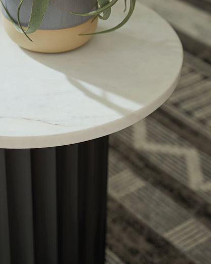 Wainstone - Black / White - Accent Table - Hornell Furniture Outlet