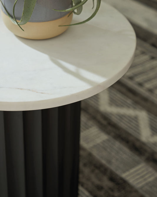Wainstone - Black / White - Accent Table - Hornell Furniture Outlet