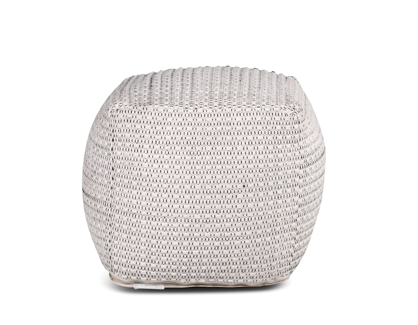 Hakim - Square Handwoven Woolen Pouf - White - Hornell Furniture Outlet