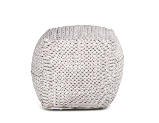 Hakim - Square Handwoven Woolen Pouf - White - Hornell Furniture Outlet
