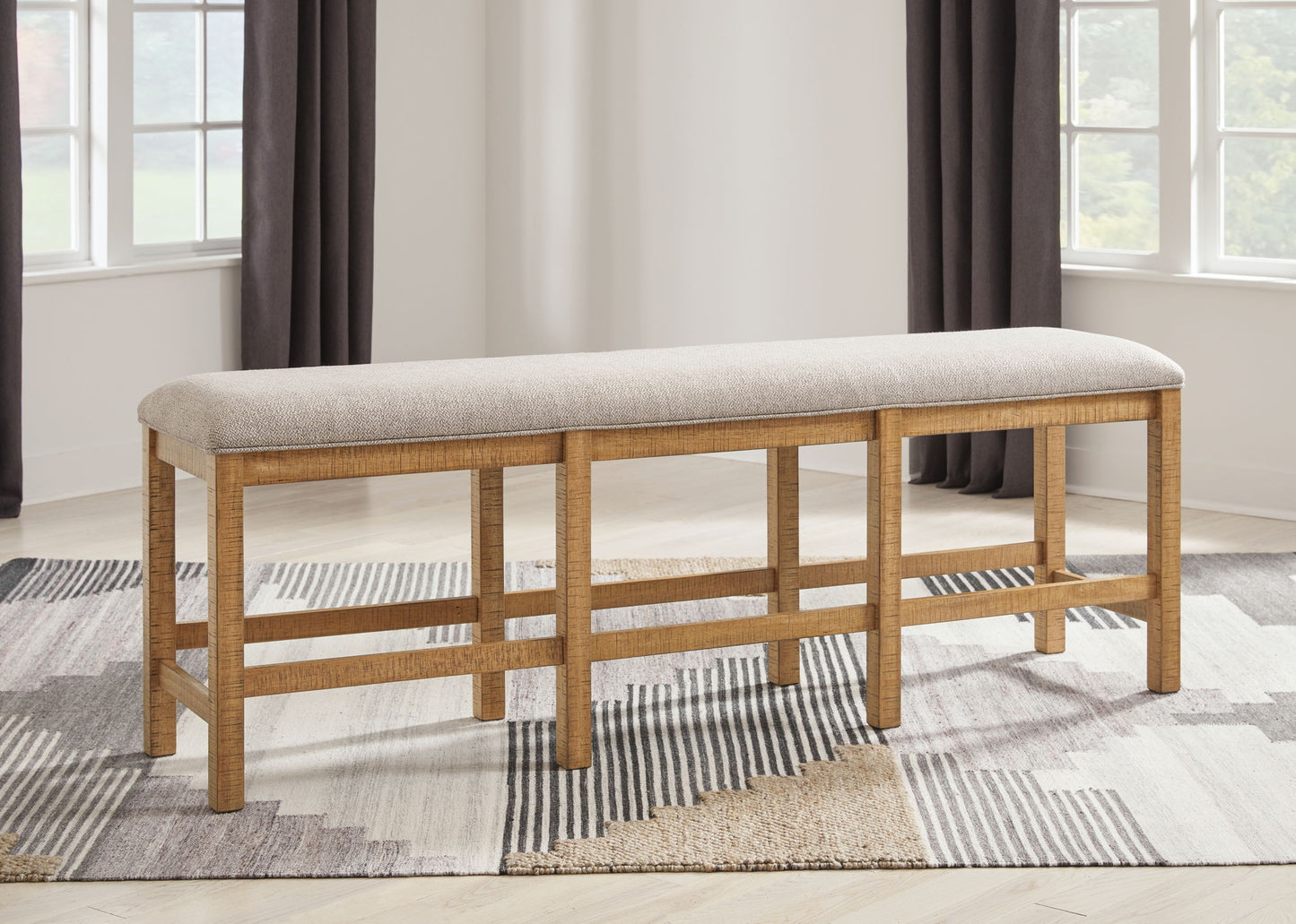 Havonplane - Brown - XL Counter Height Upholstered Dining Bench - Hornell Furniture Outlet