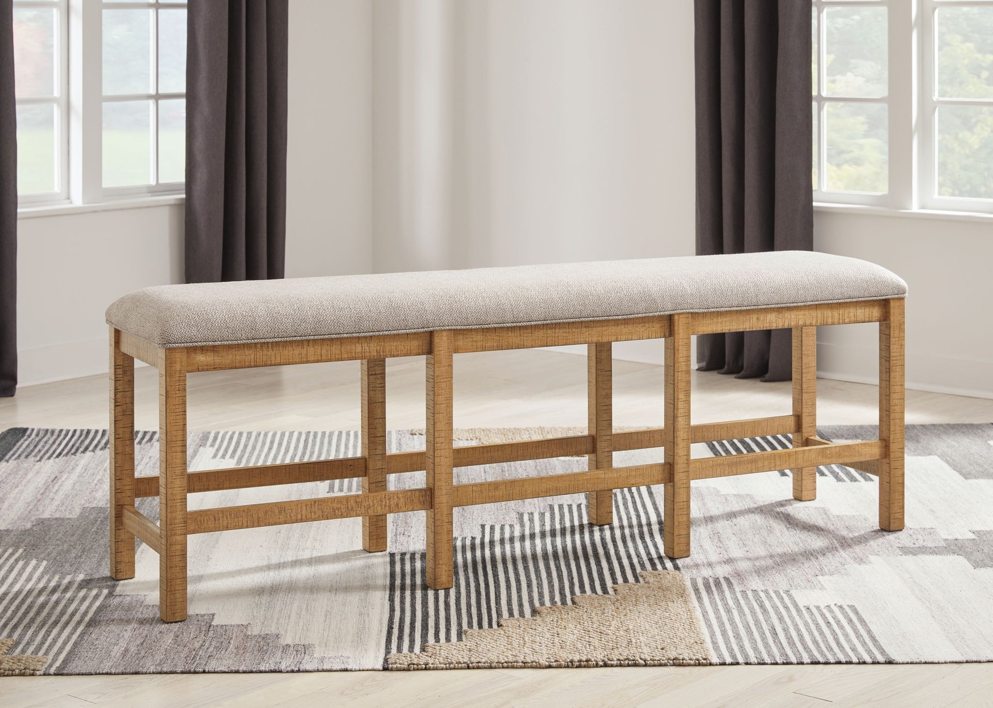 Havonplane - Brown - XL Counter Height Upholstered Dining Bench - Hornell Furniture Outlet