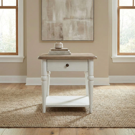 Turnberry Park - Rectangular End Table - Washed White - Hornell Furniture Outlet