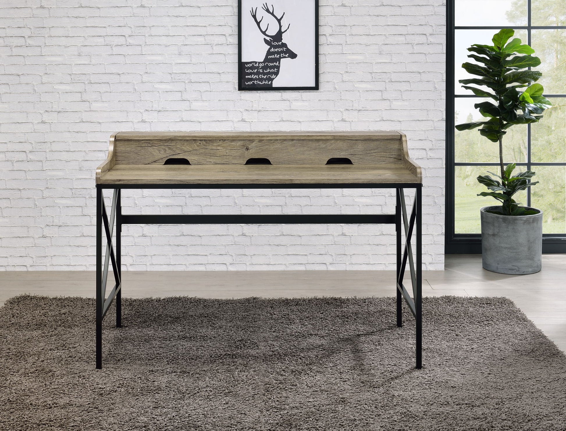 Corday - Desk With USB Port - Light Brown - Hornell Furniture Outlet