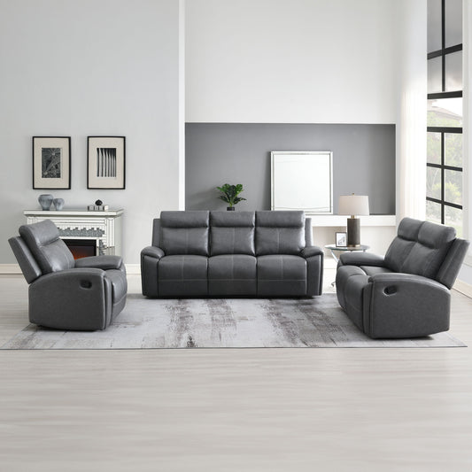 Gaston - Manual Recliner - Gray - Hornell Furniture Outlet