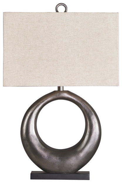 Saria - Antique Silver Finish - Metal Table Lamp - Hornell Furniture Outlet