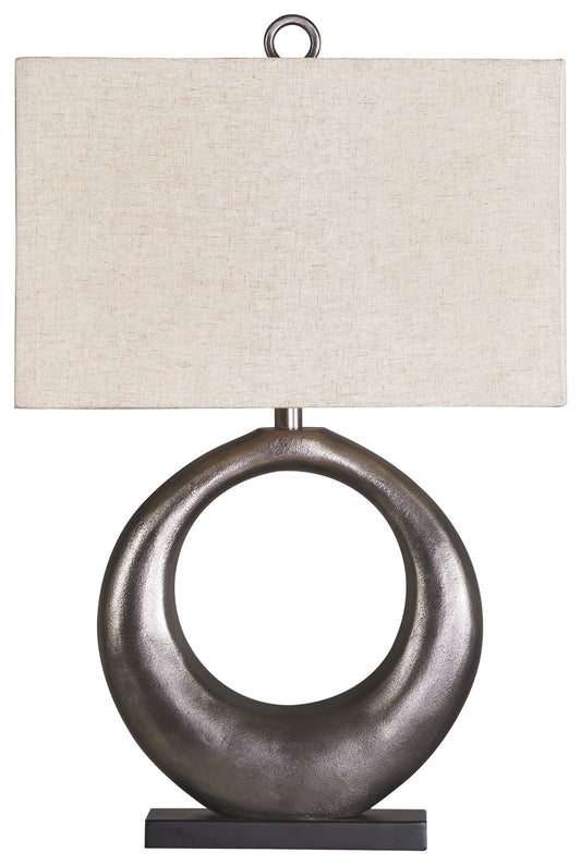 Saria - Antique Silver Finish - Metal Table Lamp - Hornell Furniture Outlet