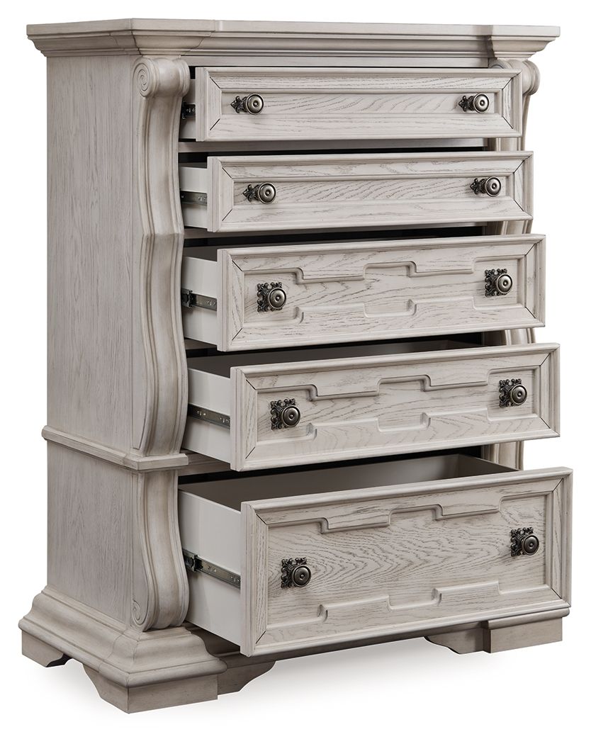 Bruchandi - Antique White - Five Drawer Chest - Hornell Furniture Outlet